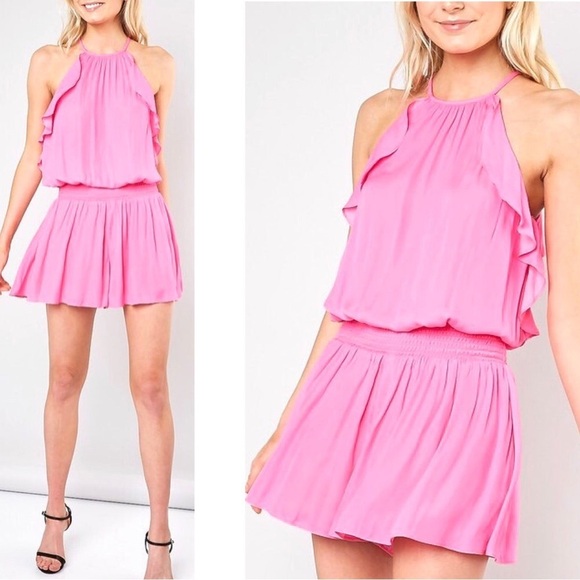 Do+Be pink ruffle smocked sleeveless Barbie pink romper size medium - Picture 1 of 7